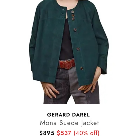 Gerard Darel Suede Teal jacket size 42 (10) - Picture 5 of 8